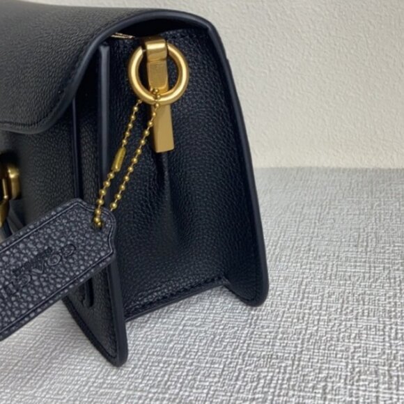 Coach Black Petite Flap Bag with Golden Latch - Picture 7 of 8